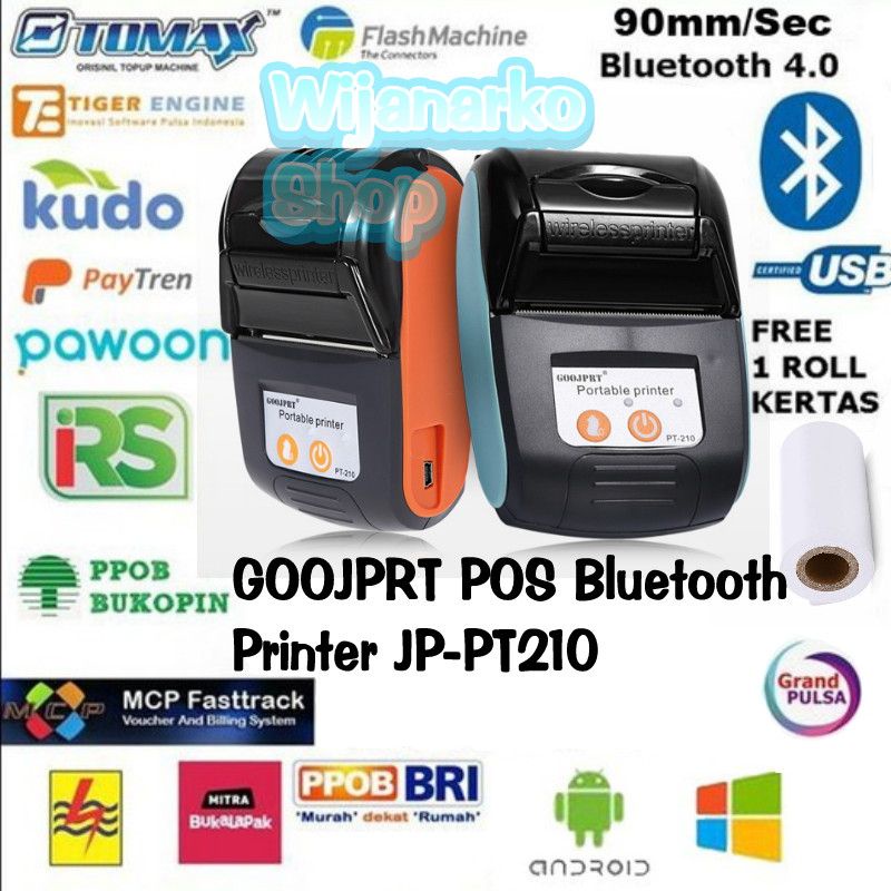 GOOJPRT POS Bluetooth Thermal Portable Printer 58mm - JP-PT210 PRN11