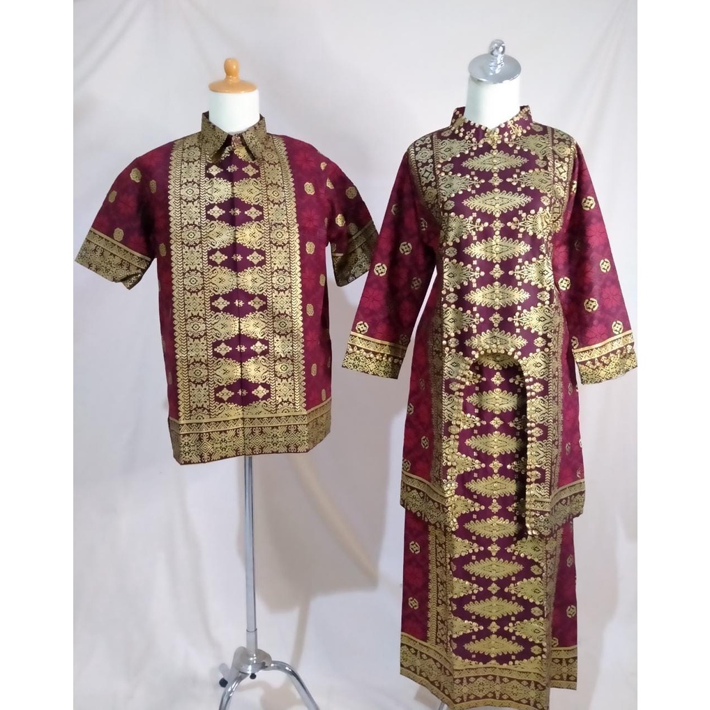 Baju Batik Songket Pria Motif Prada Merah Marun | Single