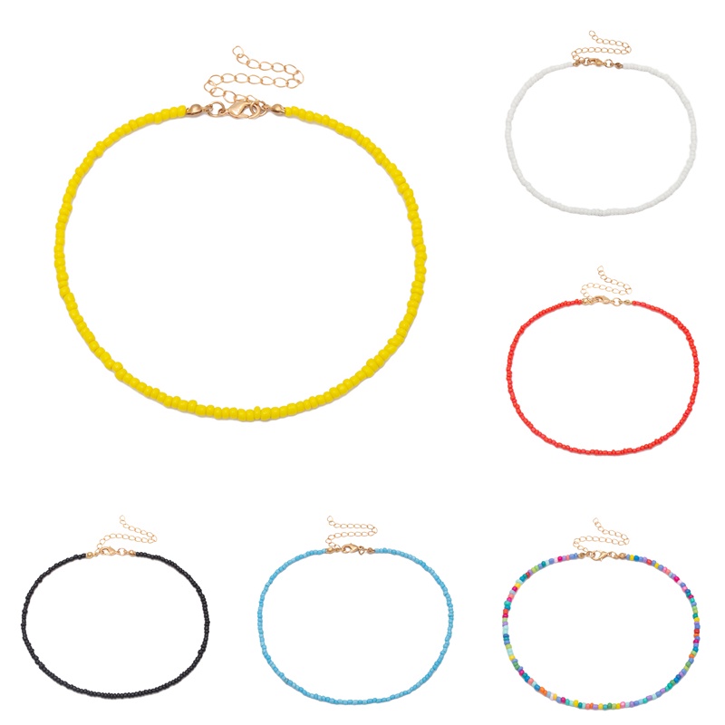 Kalung Choker Manik-Manik Warna-Warni Gaya Bohemia