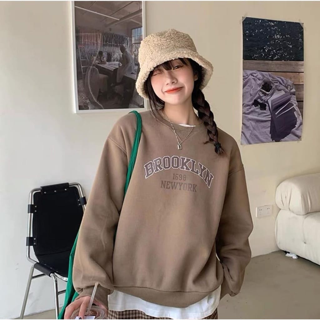 CREWNECK SWEATER WANITA NEW BROOKLYN 1698 - ATASAN HALUS TEBAL TERLARIS