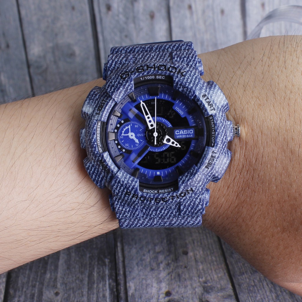 TERMURAH     G Shock Casio GA110 Jeans Denim Navy Biru dongker   Jam tangan pria sporty digital