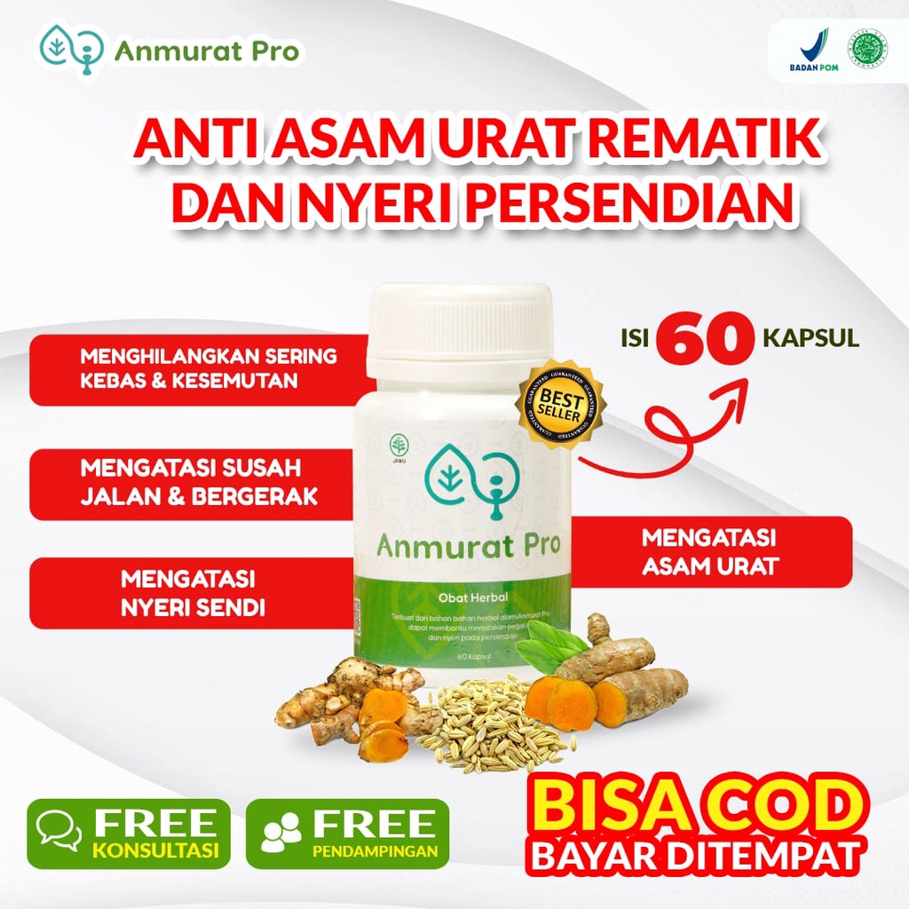 Anmurat Pro Obat Asam Urat dan Kolesterol Nyeri Sendi Pegal Linu Rematik Kaki Kebas Baal Herbal Paling Ampuh Ori Bpom