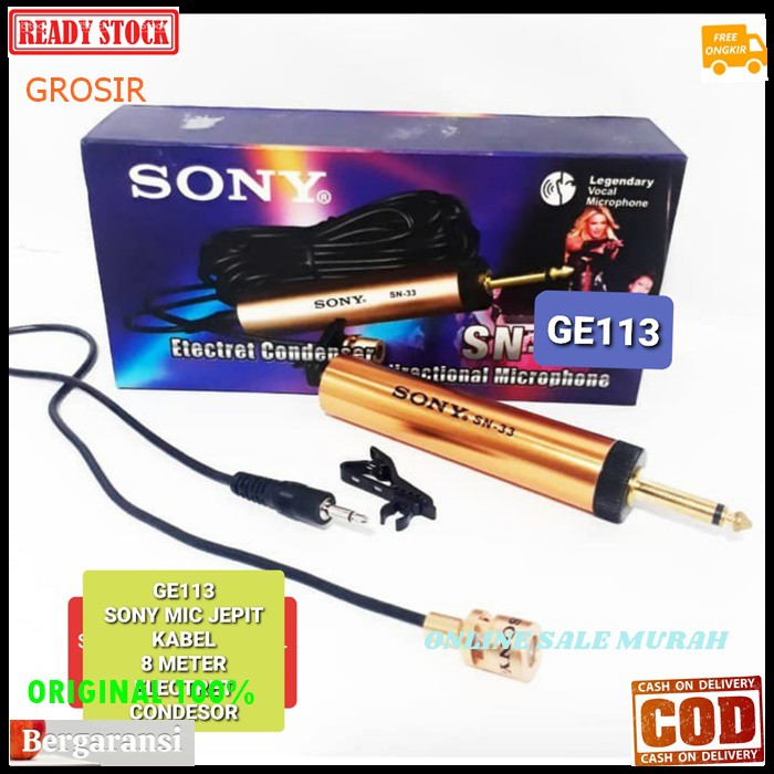 G113  Sony Mic Jepit mik Kancing kabel 8 meter microphone klip on kerah baju mikrophone Clip Condensor sensitif peka aux mikrophone mik karaoke sound system audio youtuber cable G113   Bisa DIPAKAI SEGALA JENIS AUDIO SOUND  PEKA SENSITIF  PAKAI BATERAI AA