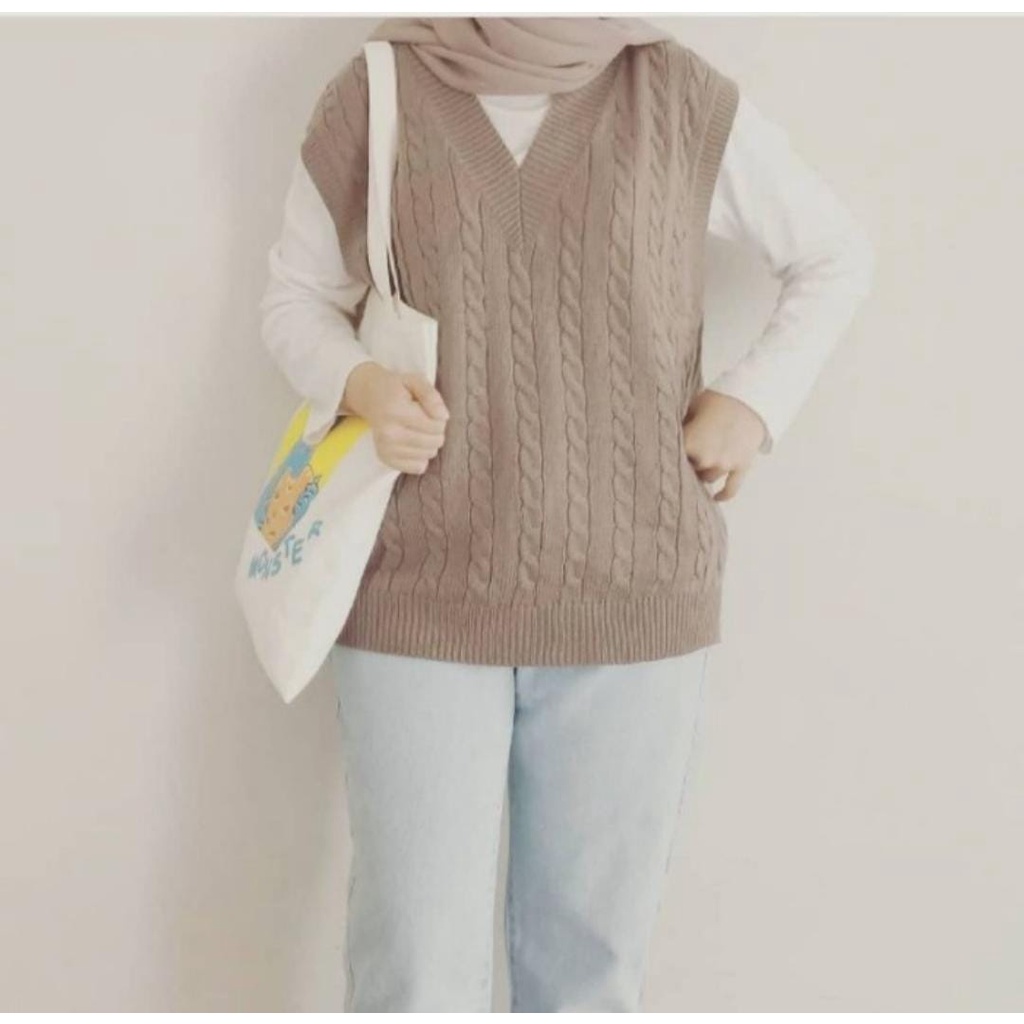 BAJU SWEATER rompi rajut  WANITA  V neck / Sweater Rajut Wanita / Outer Wanita / Blouse Wanita / Blo