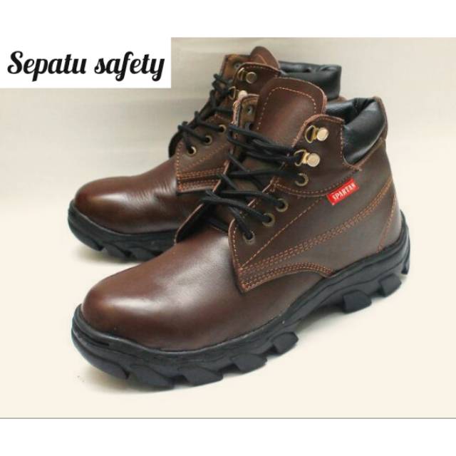 Sepatu safety shoes bahan kulit sapi asli ujung sepatu ada besinya