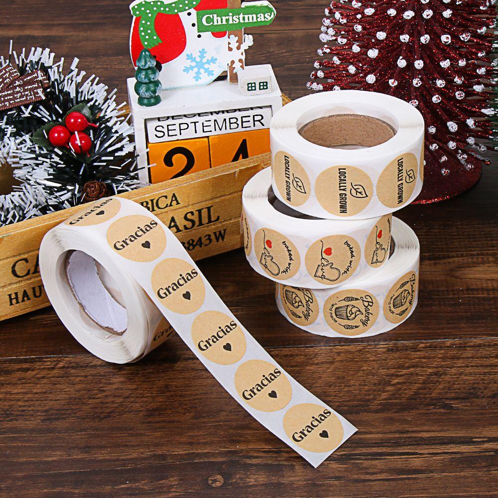 R-flower 500PCs/Roll Bakery Sticker Hadiah Dekor Perekat Label Seal Sticker Box Decor Label Untuk Makanan Panggang Kue Roti