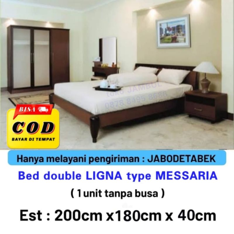 Tempat tidur kayu ranjang LIGNA type MESSARIA ukuran : 200 x 180