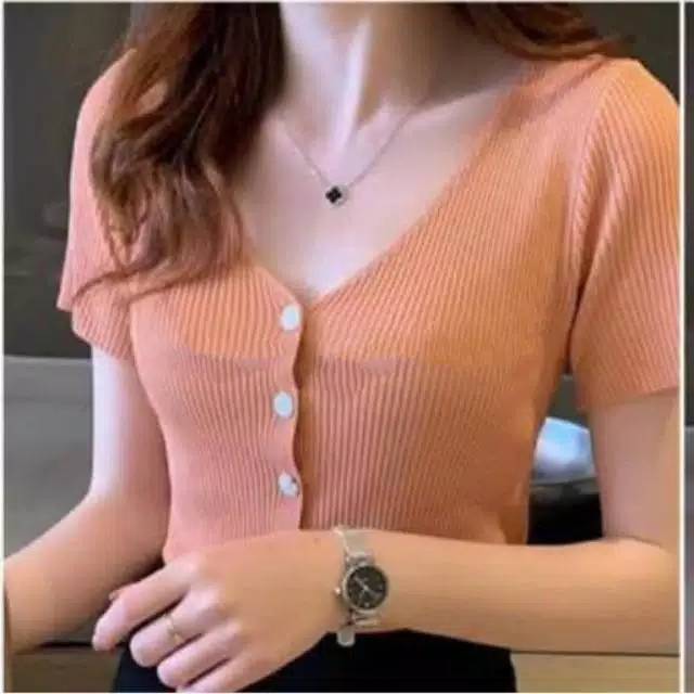 MAURA BAJU RAJUT WANITA / NAOMI VNECK RAJUT