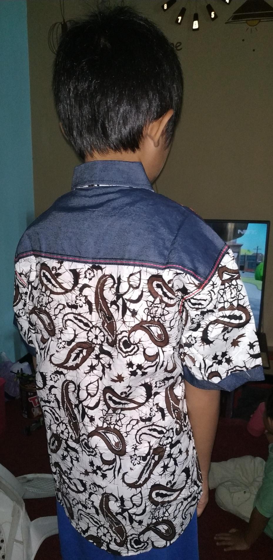 Batik Anak Cowok Kombinasi Jeans Kembaran Anak Ayah