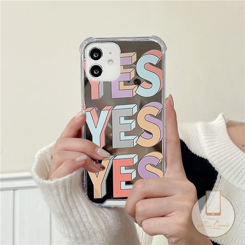 Casing iPhone 11 7Plus 8Plus XR X XS Max 13 12 Pro Max 7 8 Plus SE 2020 Shockproof Motif Tulisan YES