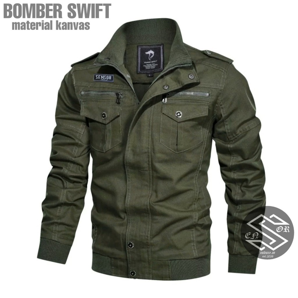 TERBARU BAYAR DITEMPAT!!! Jaket Bomber Swift Pria Jaket Bomber Canvas Jaket Bomber Pria Trendy COD