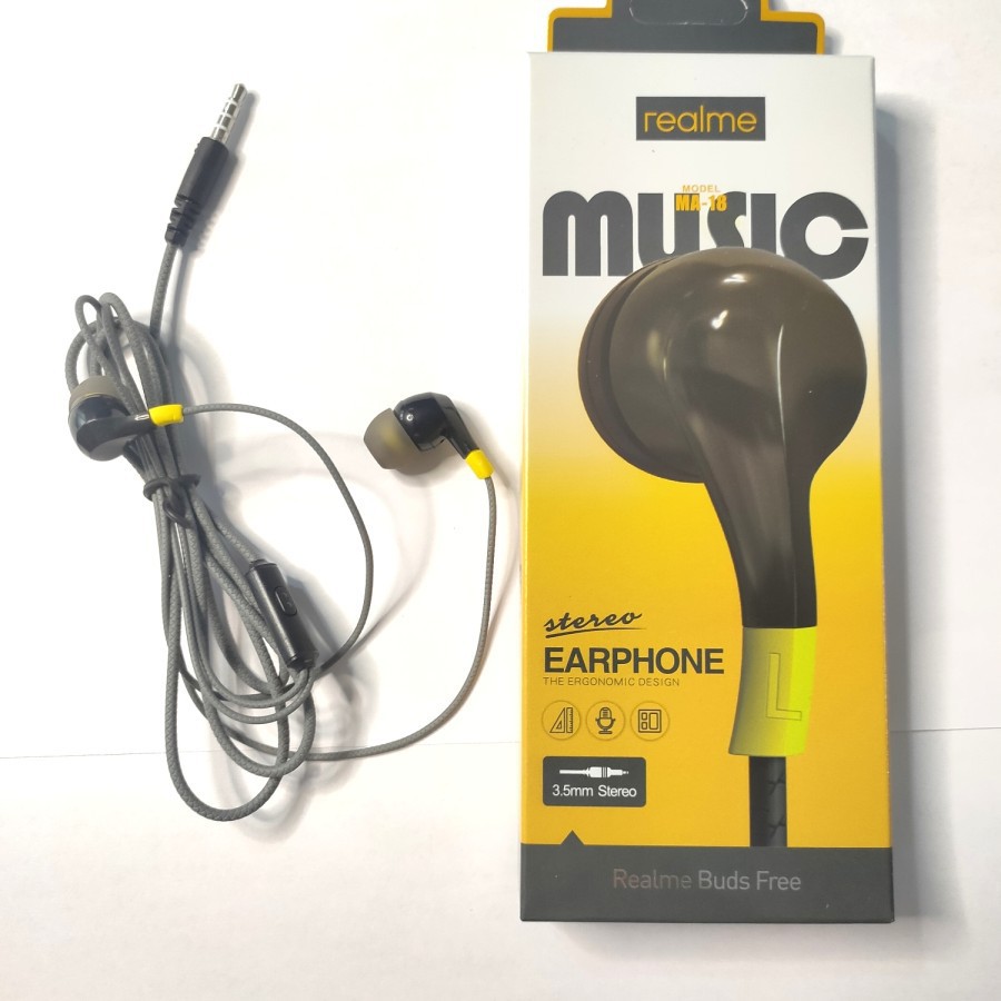 Headset Realme Wired SK-MA18 Universal Earphone Super Bass Bisa untuk Musik &amp; Telepon