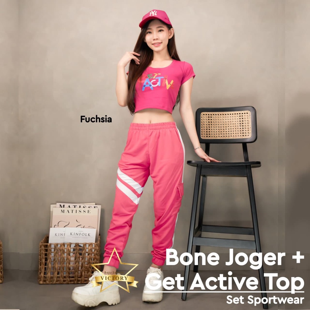 Celana aerobic BONE JOGER atasan senam GET ACTIVE TOP baju senam murah setelan senam wanita celana z