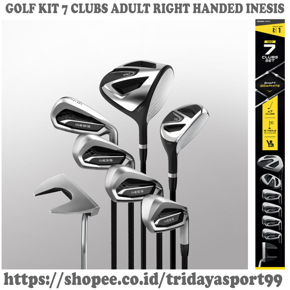 INESIS STIK GOLF DEWASA KIT 7 CLUBS 100 ADULT SIZE 1 & 2  RIGHT ANDED GHRAPHITE PRODUK IMPORT ORIGIN