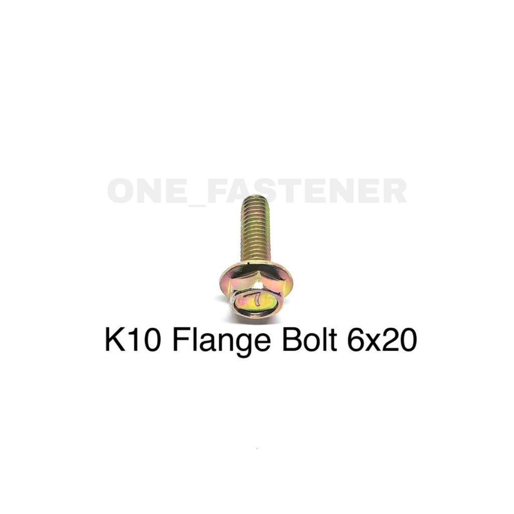 100 Pcs K10 Baut Flange Bolt M6x20 Kuning 1.0 Topi Kunci 10 6mm 2cm FBK