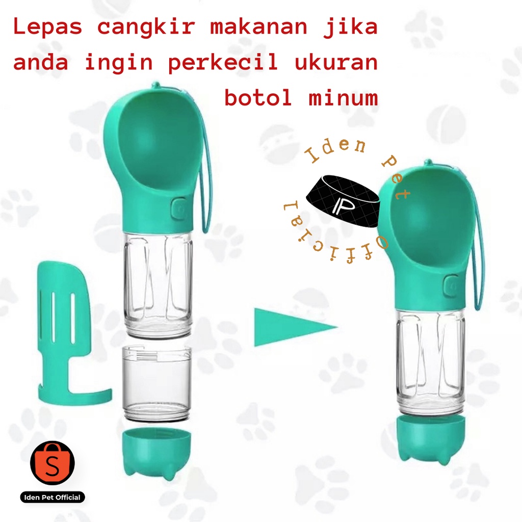 Dog Travel Bottle Botol Tempat Minum Anjing Kucing Portable Gantung 4 in 1 + Sekop Serokan Poop