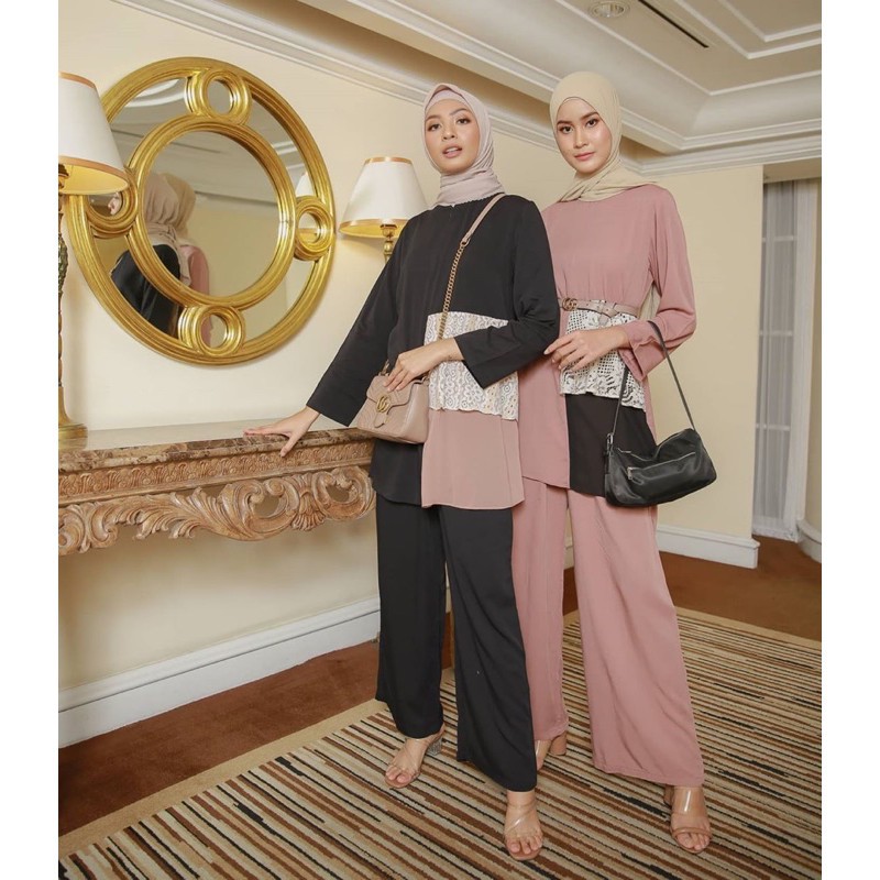 SETELAN BLOUSE SIENTA BROKAT SET CELANA BUSUI BUMIL MOSCREPE PREMIUM