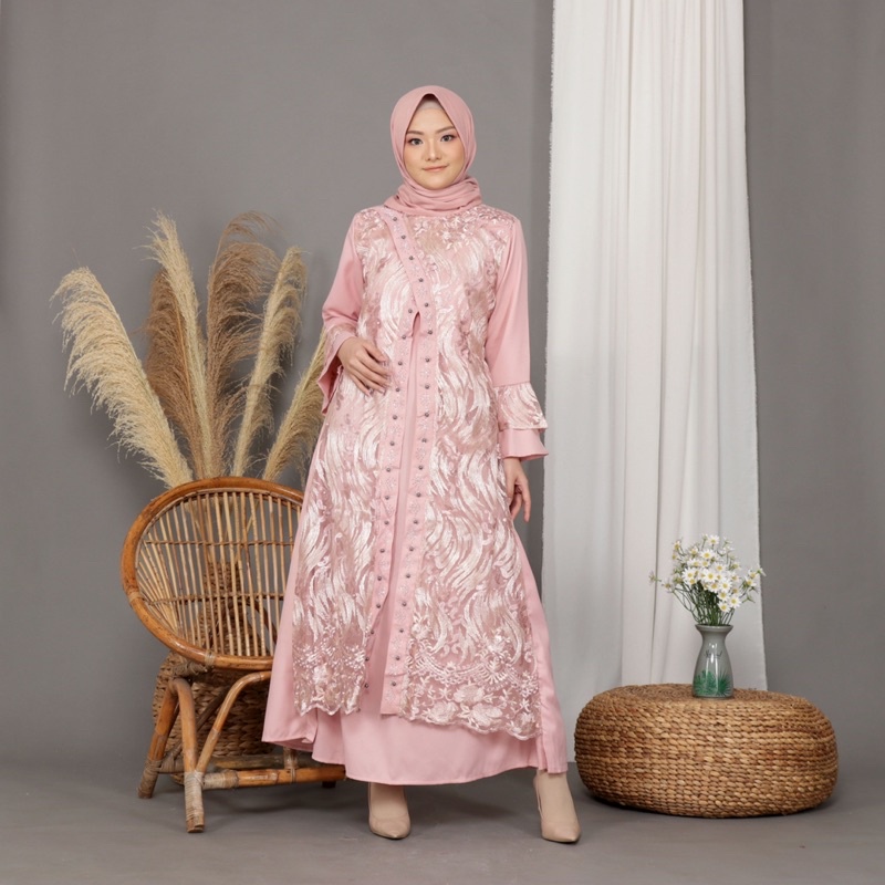 Gamis 9295 Bolero Buka Pintu Brukat Tile Tutu Remaja Dewasa Seragam Pesta Wanita Muslim All Size