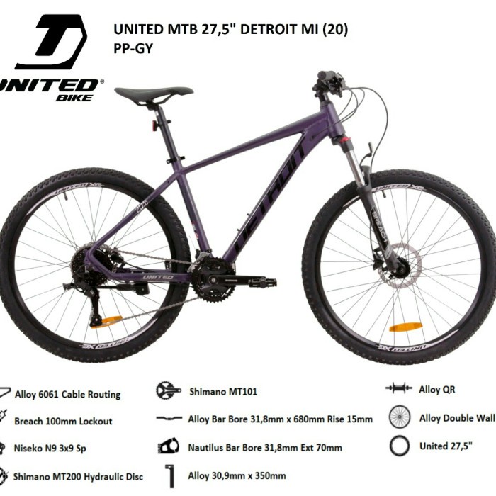 sepeda gunung 27,5" UNITED DETROIT MI REM HYDROLIC ALLOY 27 SPEED ORI