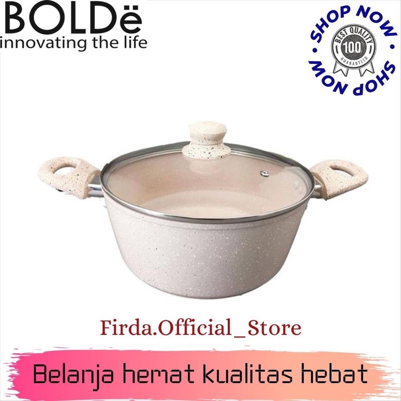 Bolde Casserole Pot Panci with Glass Lid [ 24 cm ] Beige