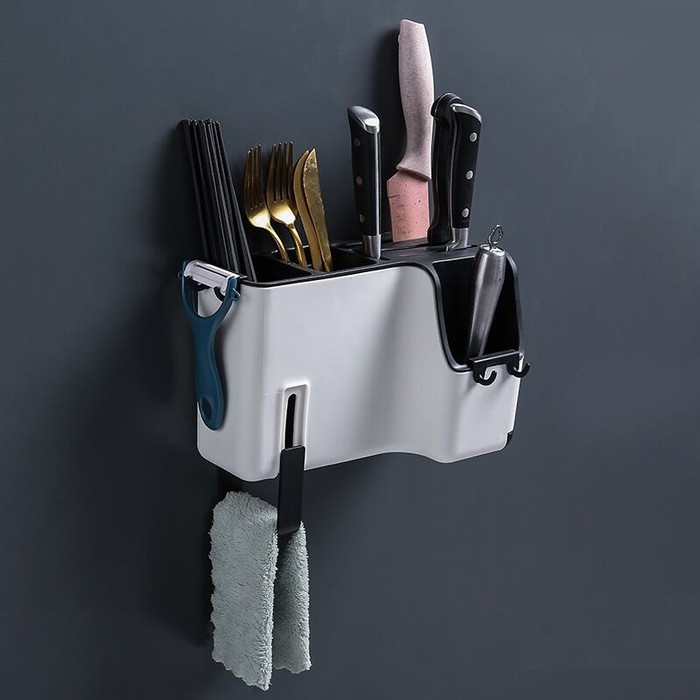 Rak Dapur Gantung Dinding Serbaguna Slot Tempat Sendok Pisau Serbaguna