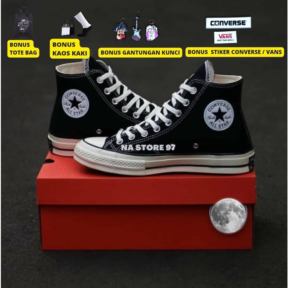 SEPATU CONVERSE 70S HIGH ALL STAR PREMIUM 100% WANITA PRIA SNEAKERS SEKOLAH HITAM PUTIH