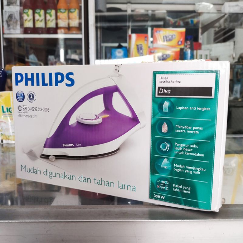 SETRIKA PHILIPS DIVA / DRY IRON GC 122 / GC-122 / GC122 [350 WATT] (GARANSI RESMI)