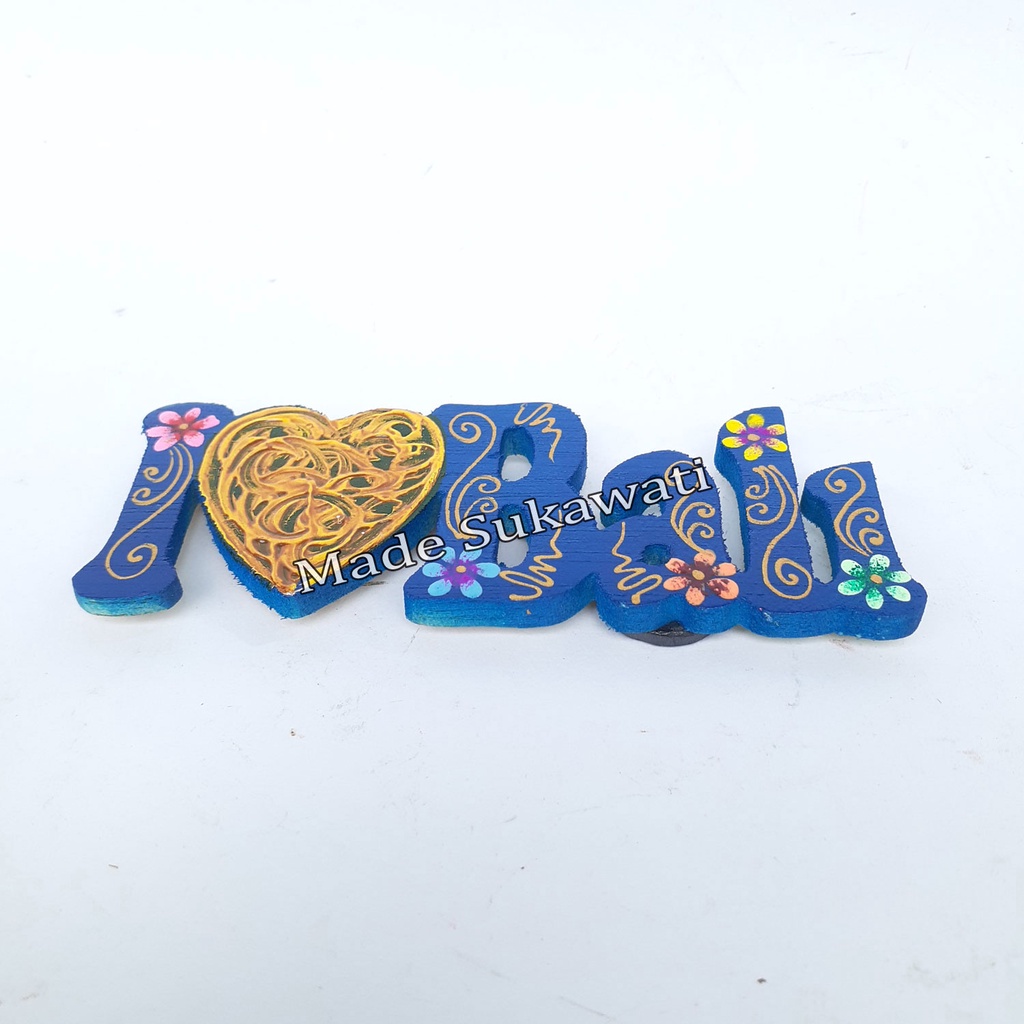 Hiasan Magnet tempelan kulkas I Love Bali kerajinan tangan handmade