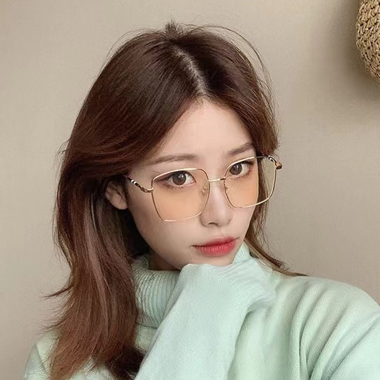 Frame&amp;Lensa Kacamata Kotak Elegan Kekinian Untuk Wanita Aksesoris Korean Fashion