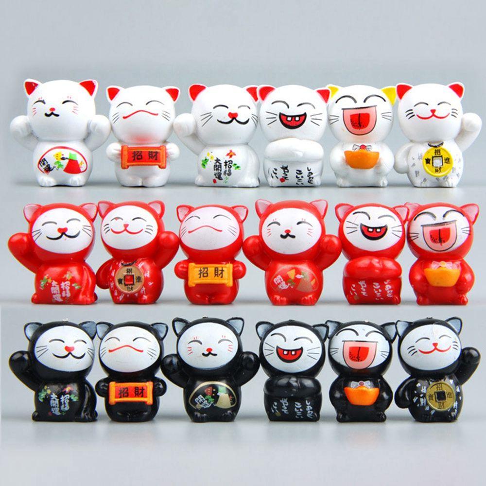 [Elegan] Patung Miniatur Mini DIY Aksesoris Hadiah Kucing Keberuntungan Ornamen Mobil Anak Kucing Peri Dekorasi Taman