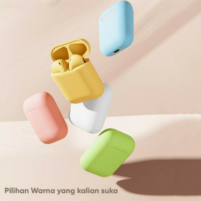 HEADSET BLUETOOTH I12 MACARON - HANDSFREE I12 WIRELESS MACARON BIASA