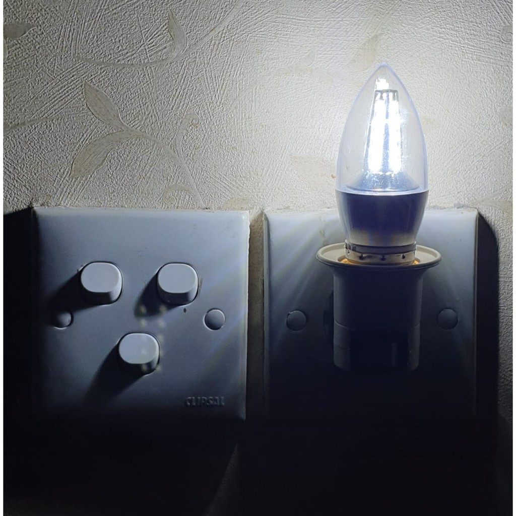 BSC BE-3001 E27 5W CD Putih Lampu Led Candle Lampu Lilin + Linux Fiting Colok Switch / LAMPU TIDUR / Mini
