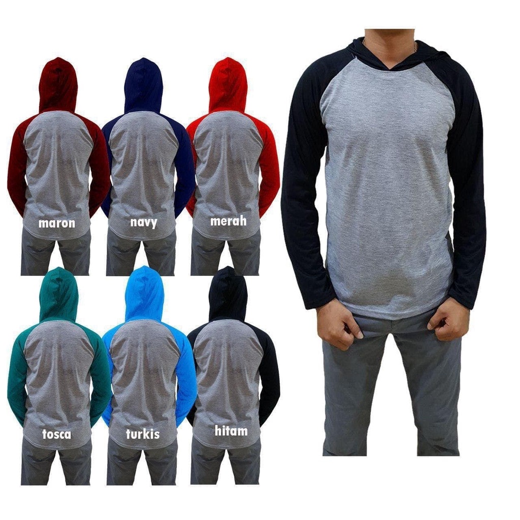 NEW official - kaos raglan polos / kaos polos pria / kaos hoodie polos lengan panjang / kaos distro