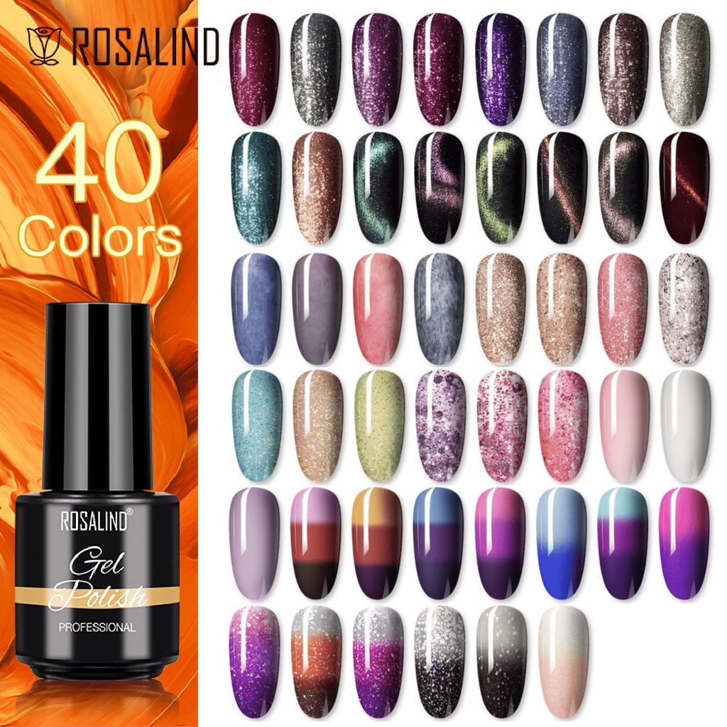 (41-86) Rosalind Kutek UV Gel Polish Kutek Cat eye, Glitter, Temperature Change, Glow in the dark/Rosalind Nail Gel Polish/Cat eye Gel polish/Glitter UV gel/Kutek UV LED/Kutek glow in the dark