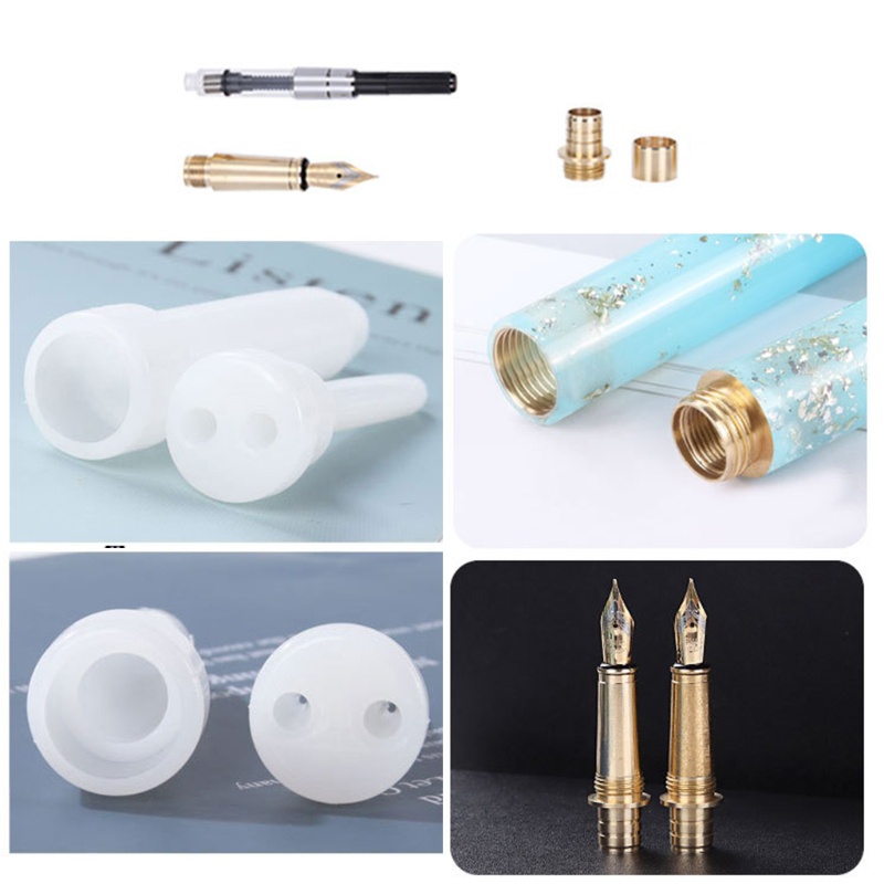 SIY  1 Set Fountain Pen Epoxy Resin Mold Cylinder Pen Shape Silicone Mould DIY Crafts Candle Casting Tool