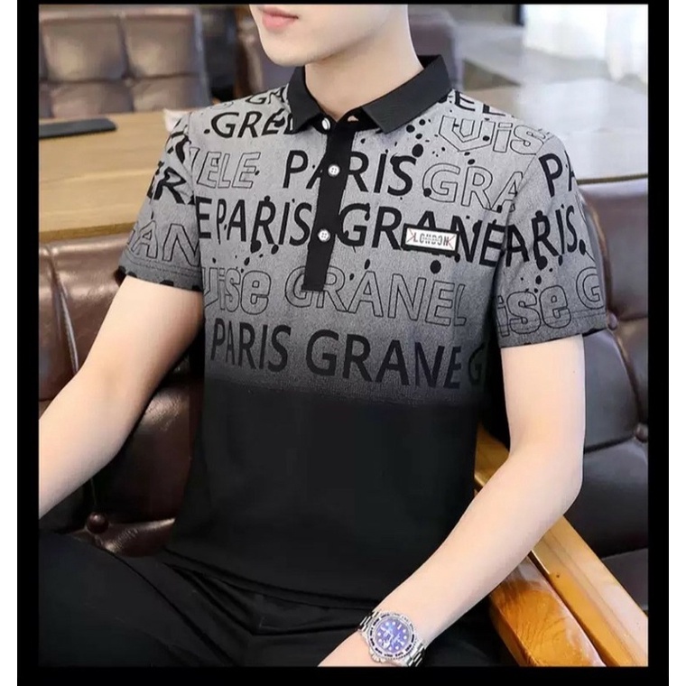 BAJU KAOS POLO PRIA LENGAN PENDEK PARIS ATASAN COWOK MOTIF FASHION