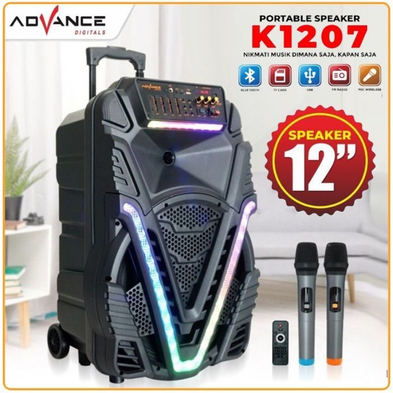 Advance Speaker portable K1207 Meeting Bluetooth 12 Inch Free 2 Mic Wireless