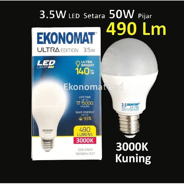 Ekonomat ULTRA 490 Lm 3,5W Kuning 3000K LED Lampu 3,5Watt 3,5 Watt 3,5 W Bohlam Bulb