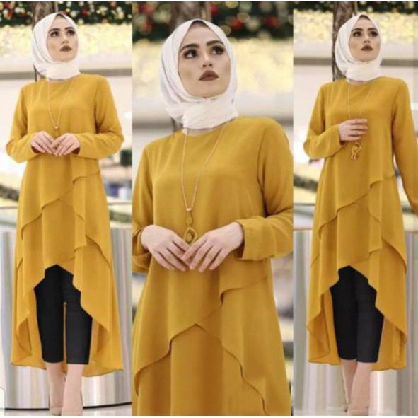 HOPYLOVY - Tunik Wanita Model Susun Arabel