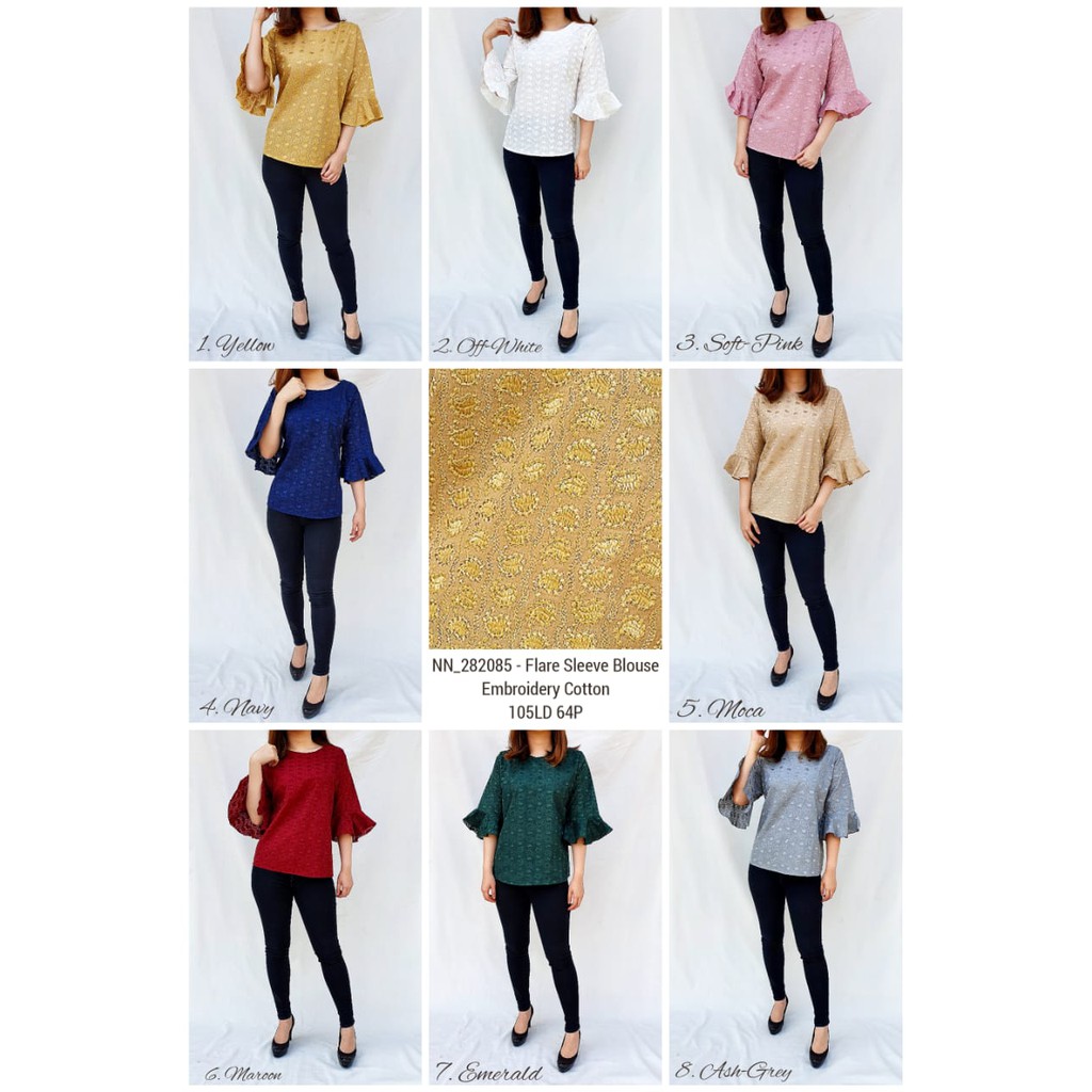 MIDOR FLARE SLEEVE BLOUSE EMBROIDERY COTTON NN.282085