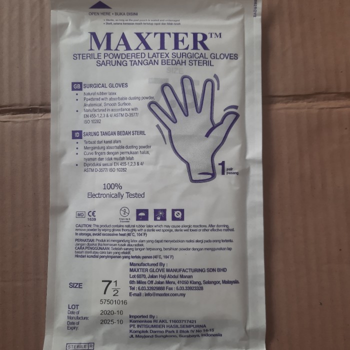 Sarung Tangan Steril Maxter / Surgical Glove Steril / HandScoon Steril Maxter