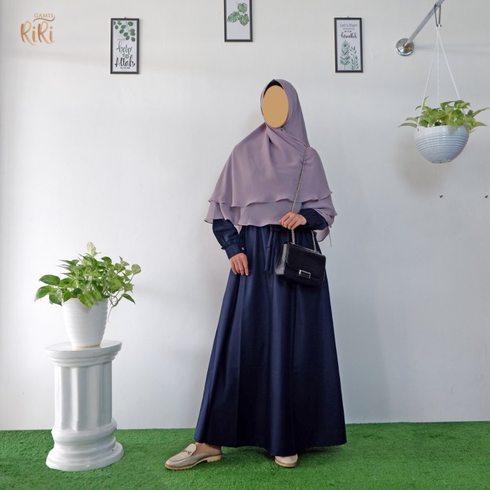 PREMIUM BAJU GAMIS WANITA SYARI TERBARU MODEL ADILA RIRI KATUN TOYOBO FODU - BIRU, L