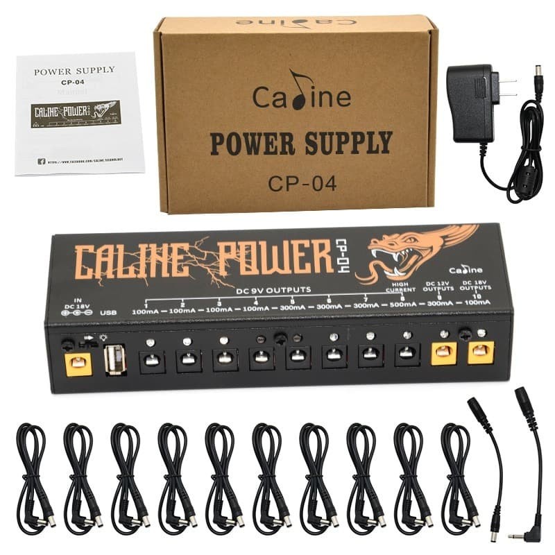 Caline Power Supply Pedal Efek Gitar Multi Channel 10 Output - CP-04 - Black