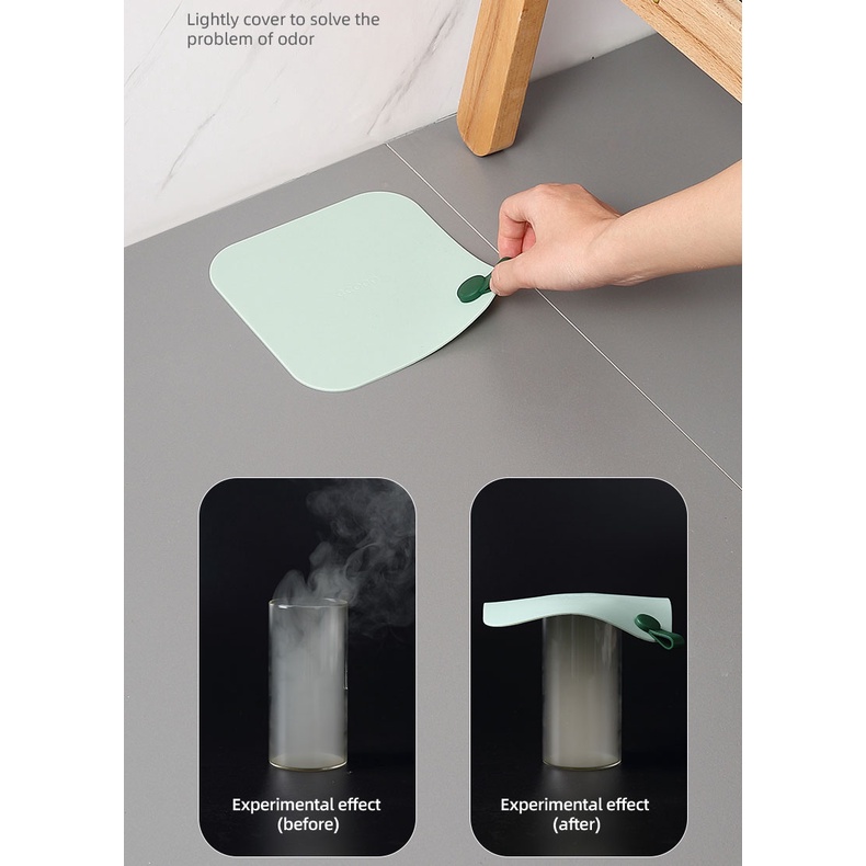 ECOCO Floor Drain Deodorant Mat Transparent - Penutup Lubang Saringan Got Kamar Mandi Silikon Transparan Anti Bocor Bau Kecoak