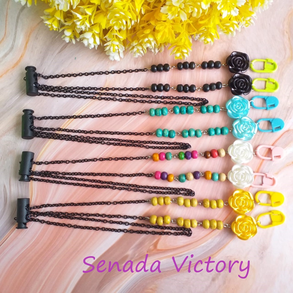 Senada Victory Kalung Masker Mote Kayu Warna 2 in 1 Strap Mask /Konektor Masker Aksesoris Wanita SKM010