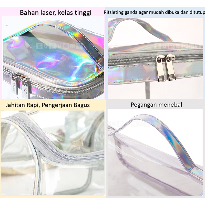 Tas Kosmetik Washbag / Tas Alat MakeUp / Cosmetic Bag Organizer / Tas Make Up Wanita/Tas Kosmetik Anti Air/Tas Kosmetik Travel Transparan /Cosmetic Cube Transparent Clear PVC Toiletries Wash Bag /Pouch Kosmetik