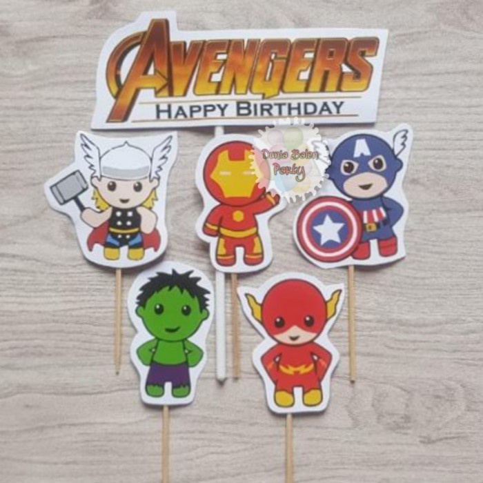 Cake Topper Happy Birthday / Cake Topper Avengers / Hiasan kue Avenger