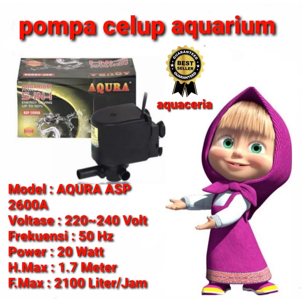 pompa celup aquarium aqura 2600 power head 2600