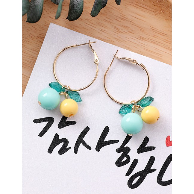 LRC Anting Hoops Fashion Cherry Shape Decorated Simple Earrings