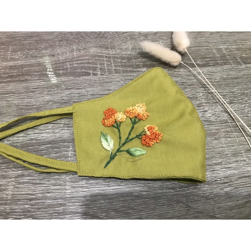 Masker Sulam Benang Warna Hijau Lime